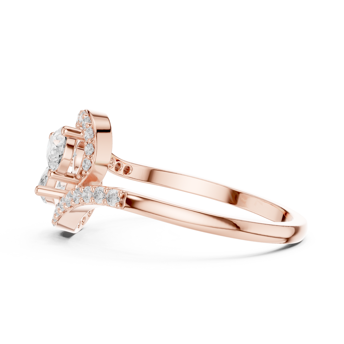 Gold Split Halo Pear Lab Grown Diamond Kavex Ring
