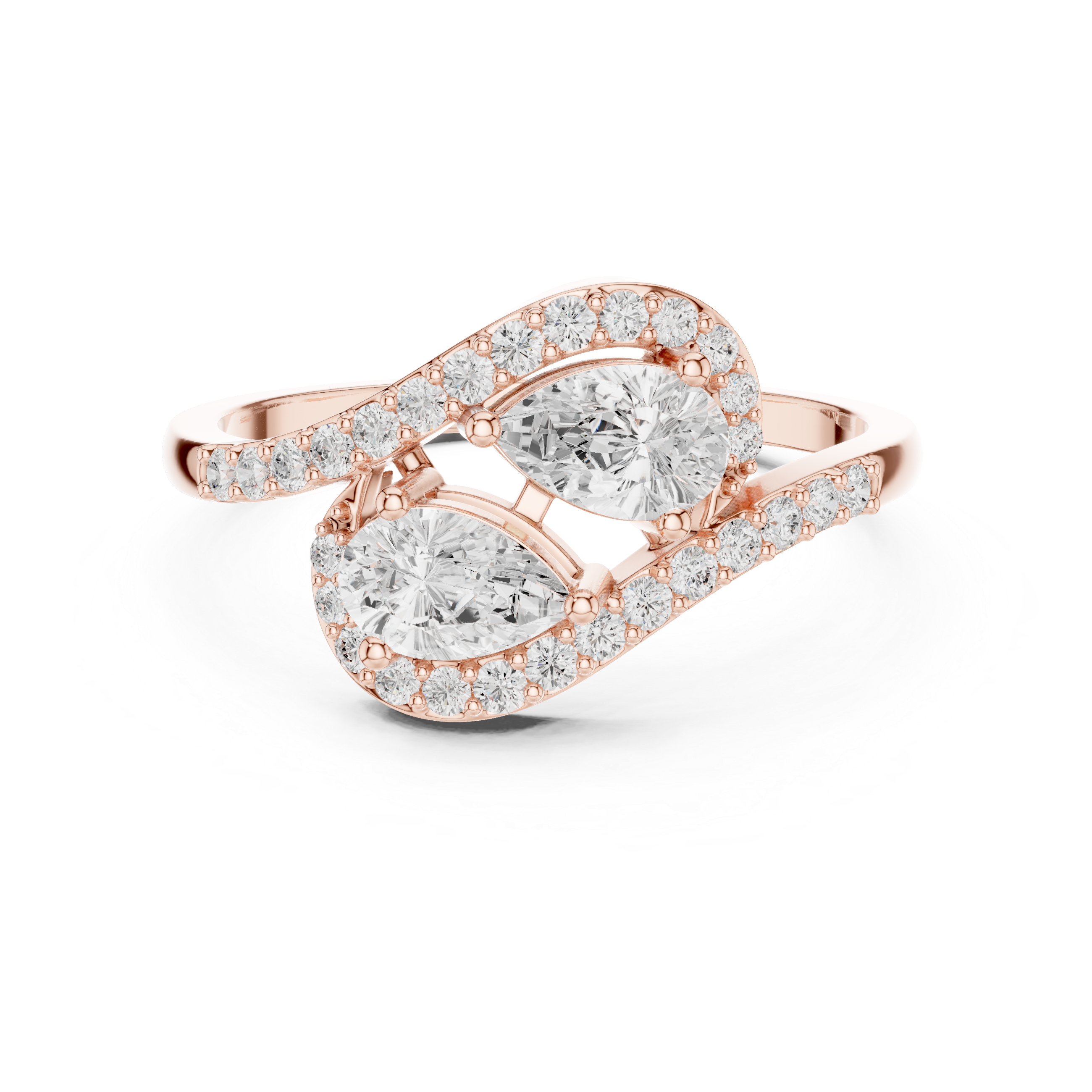 Gold Split Halo Pear Lab Grown Diamond Kavex Ring