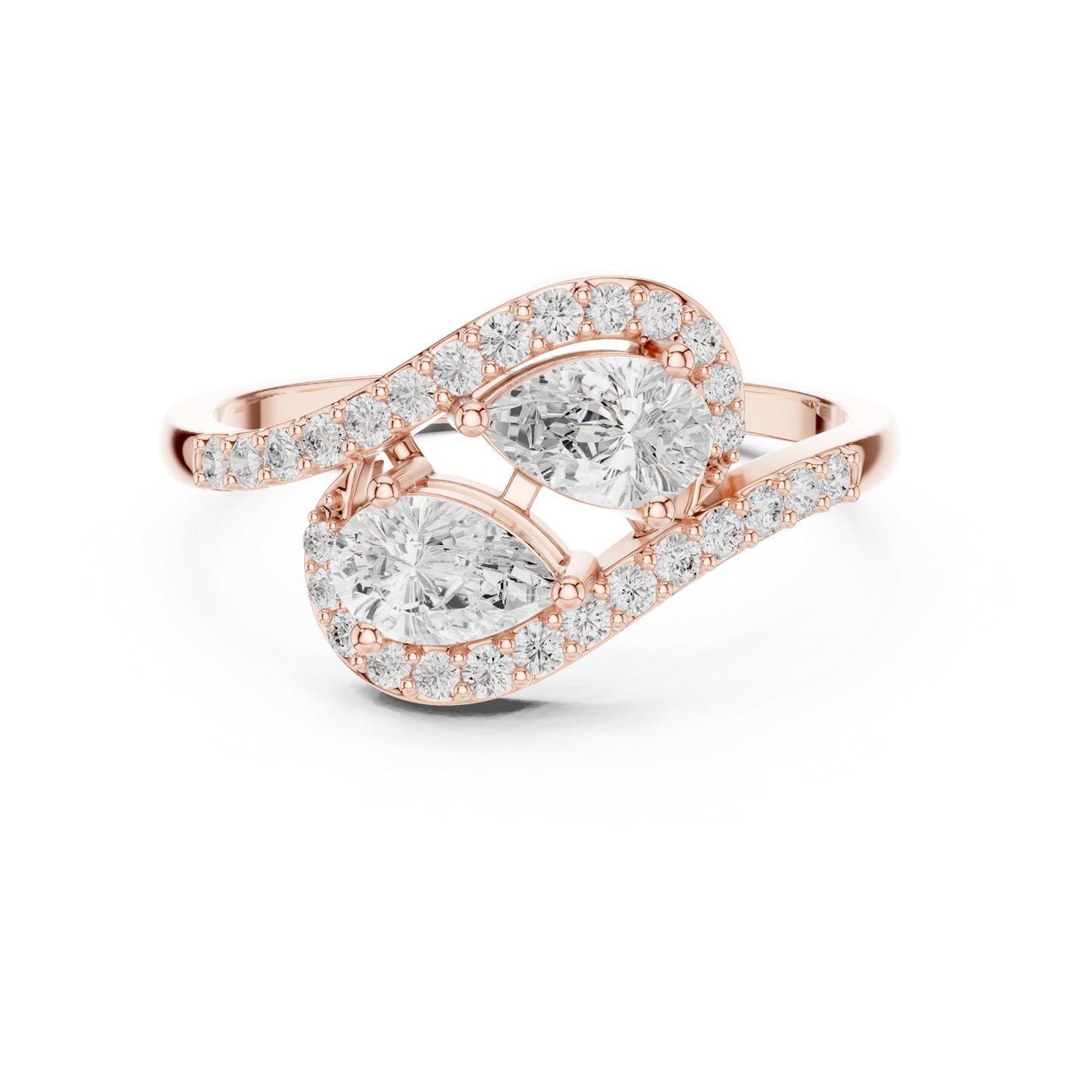 Gold Split Halo Pear Lab Grown Diamond Kavex Ring
