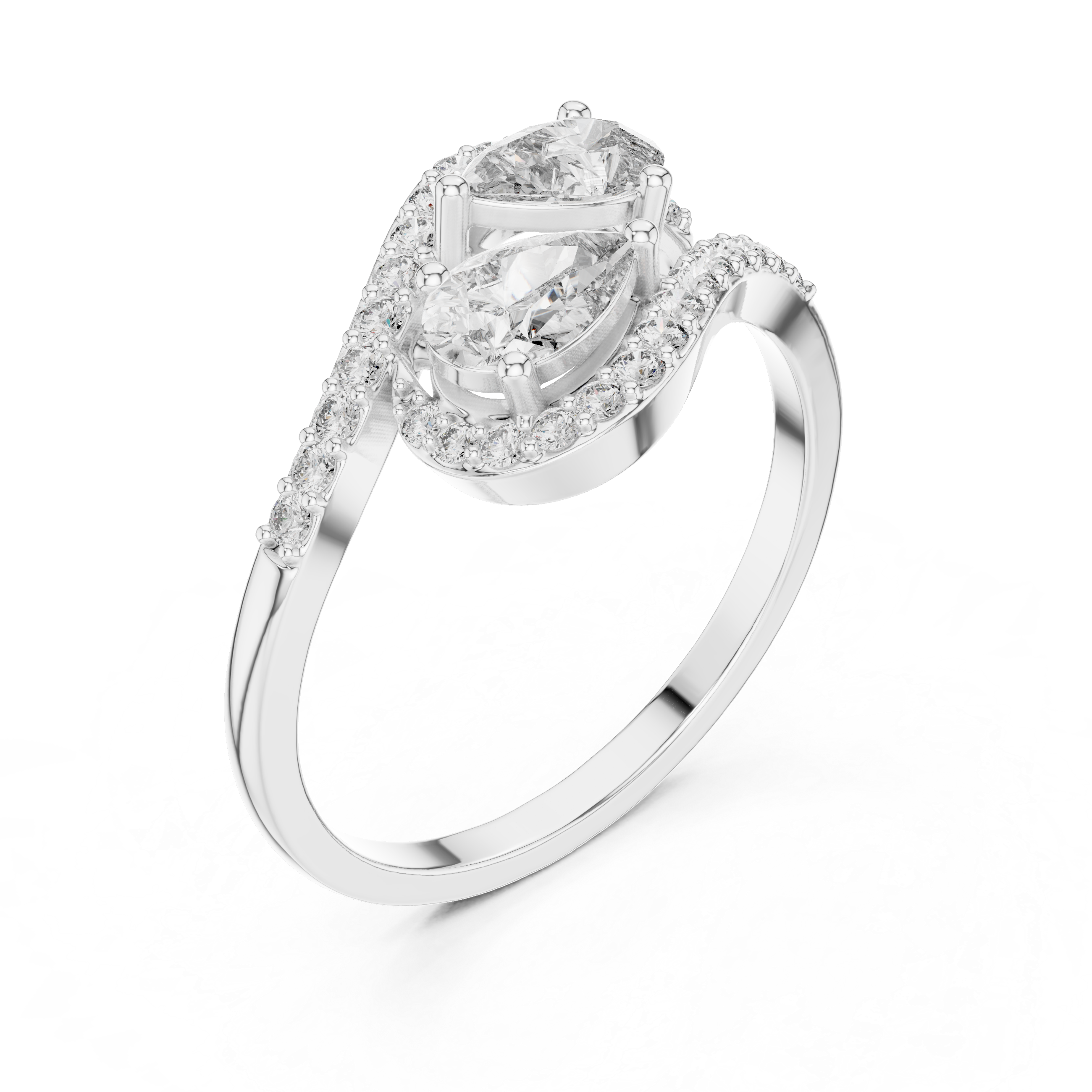 Gold Split Halo Pear Lab Grown Diamond Kavex Ring
