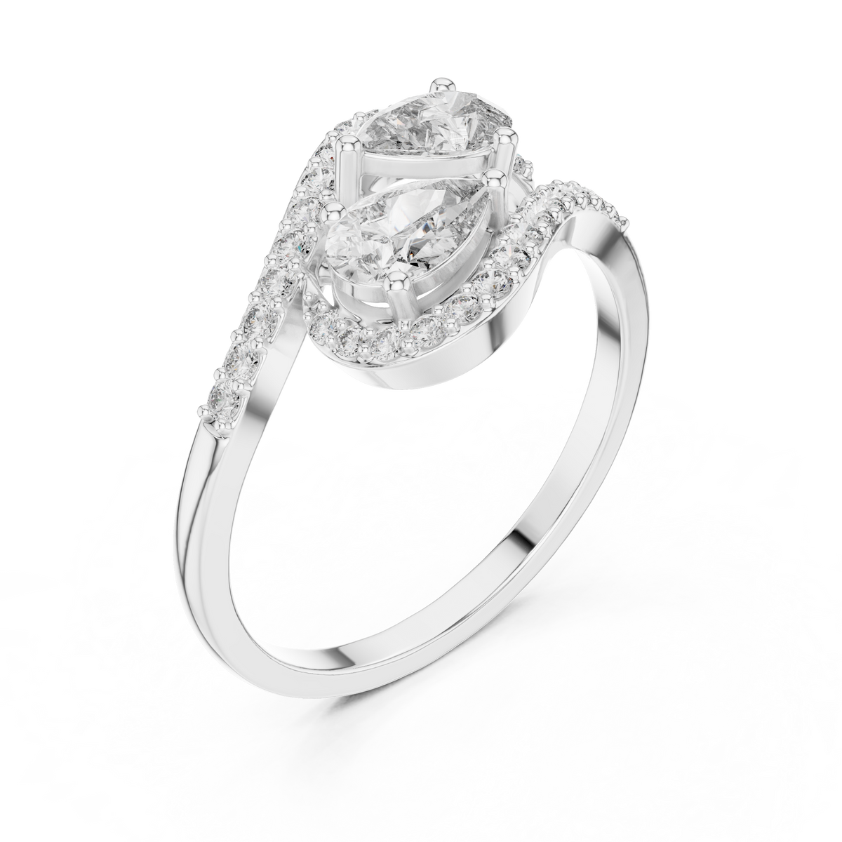 Gold Split Halo Pear Lab Grown Diamond Kavex Ring