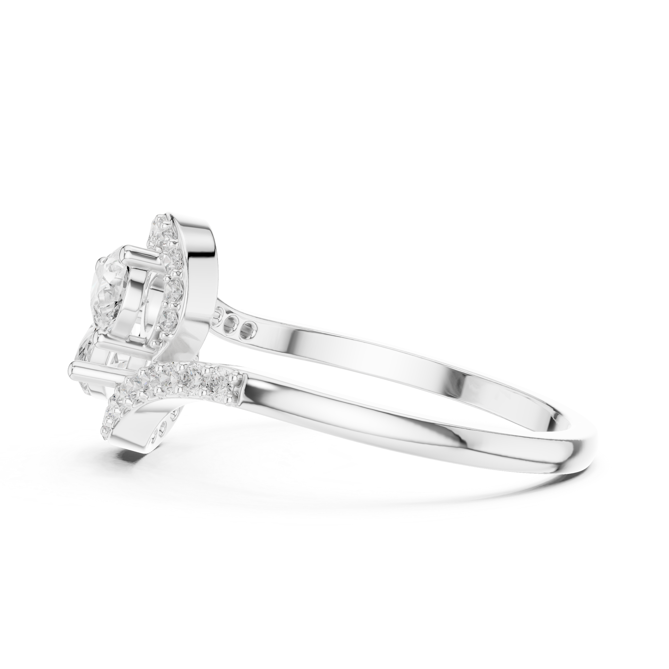 Gold Split Halo Pear Lab Grown Diamond Kavex Ring
