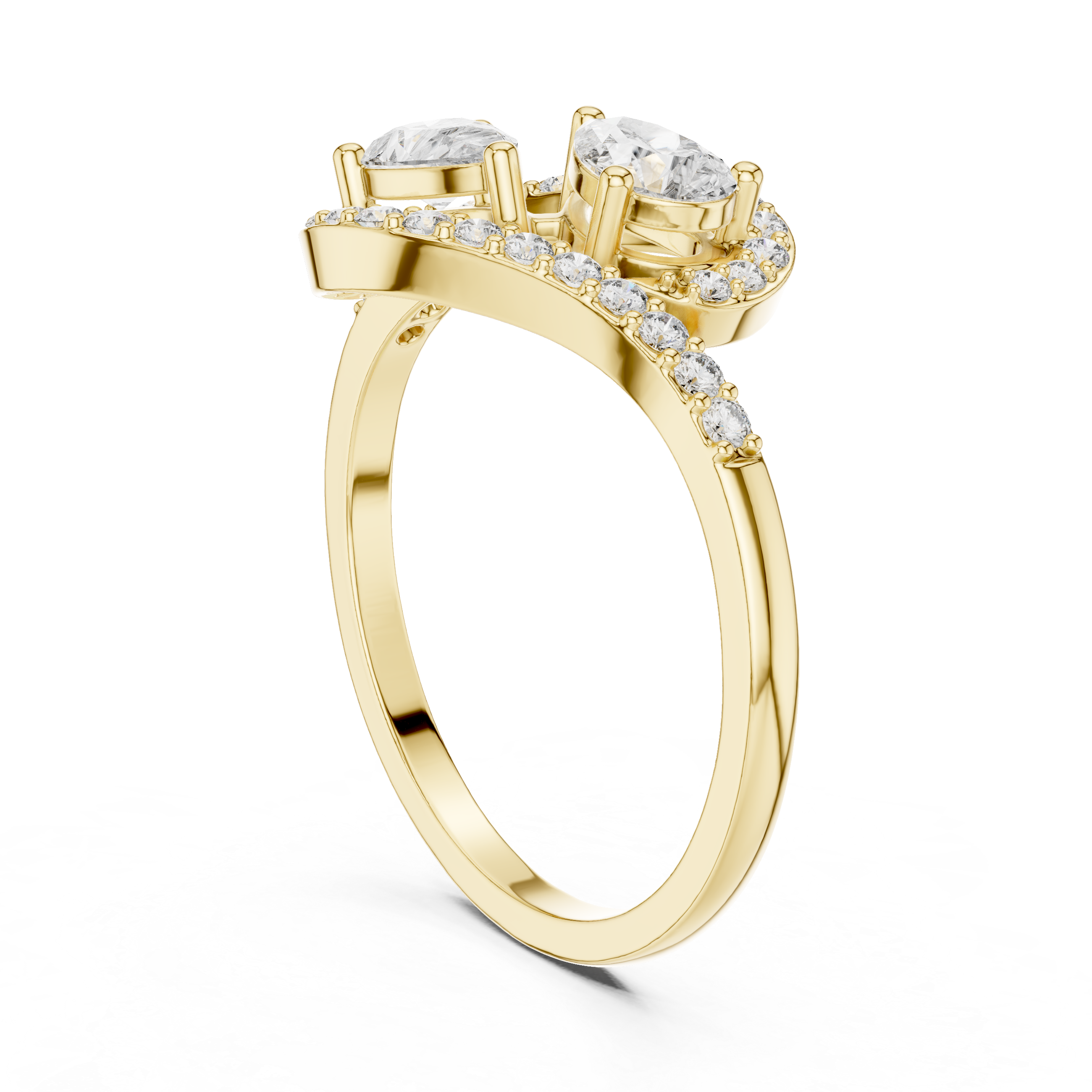 Gold Split Halo Pear Lab Grown Diamond Kavex Ring