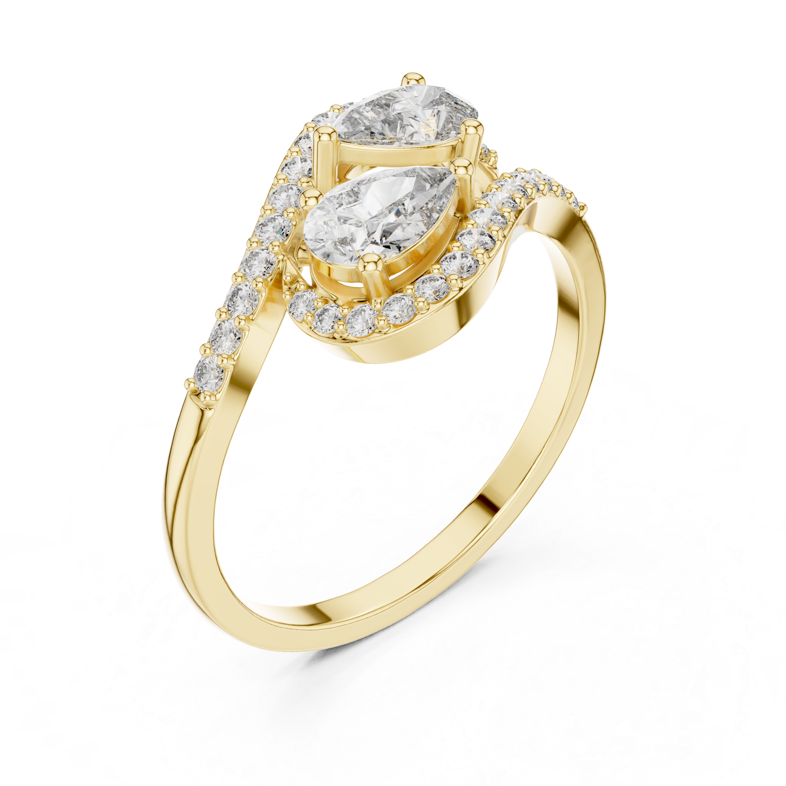 Gold Split Halo Pear Lab Grown Diamond Kavex Ring