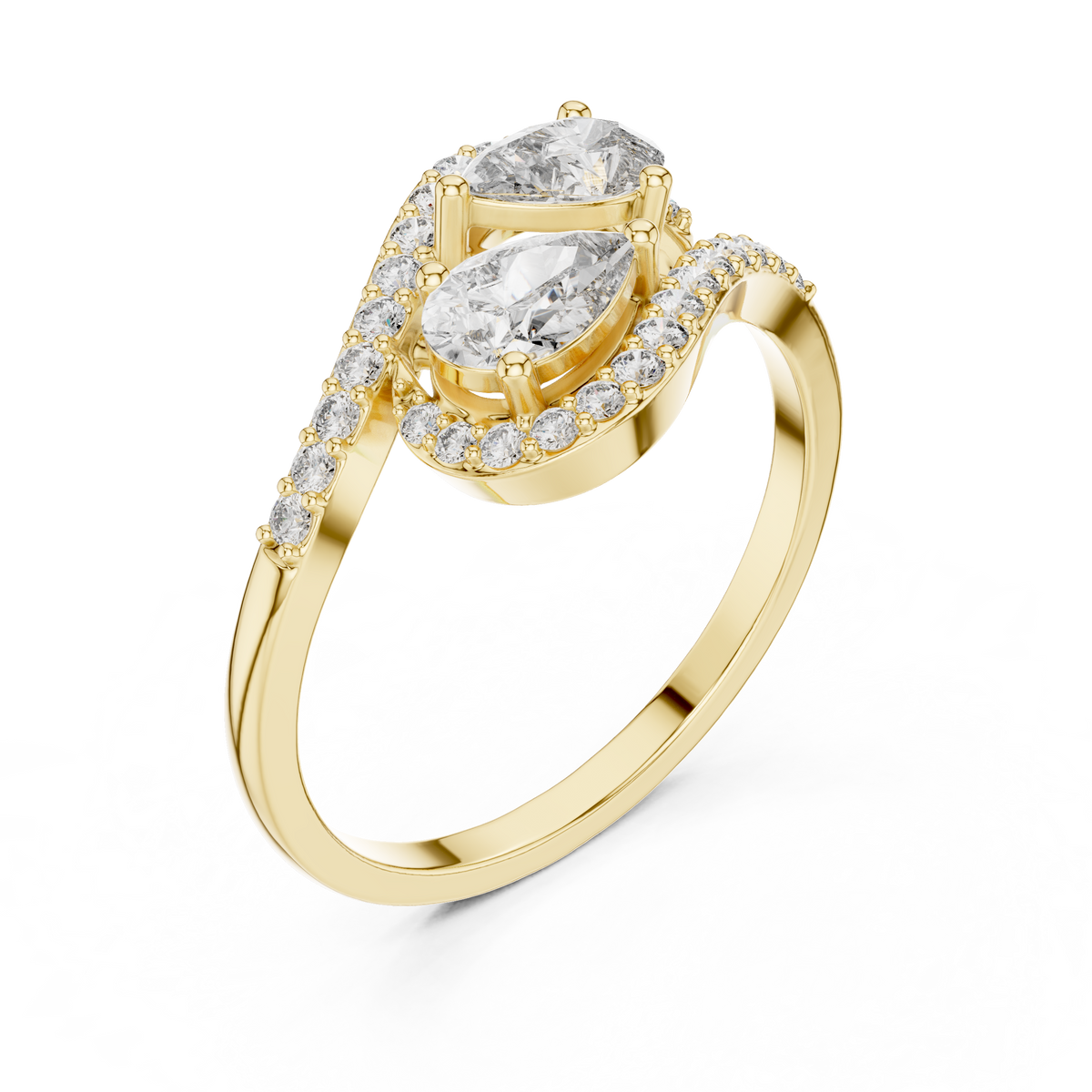 Gold Split Halo Pear Lab Grown Diamond Kavex Ring