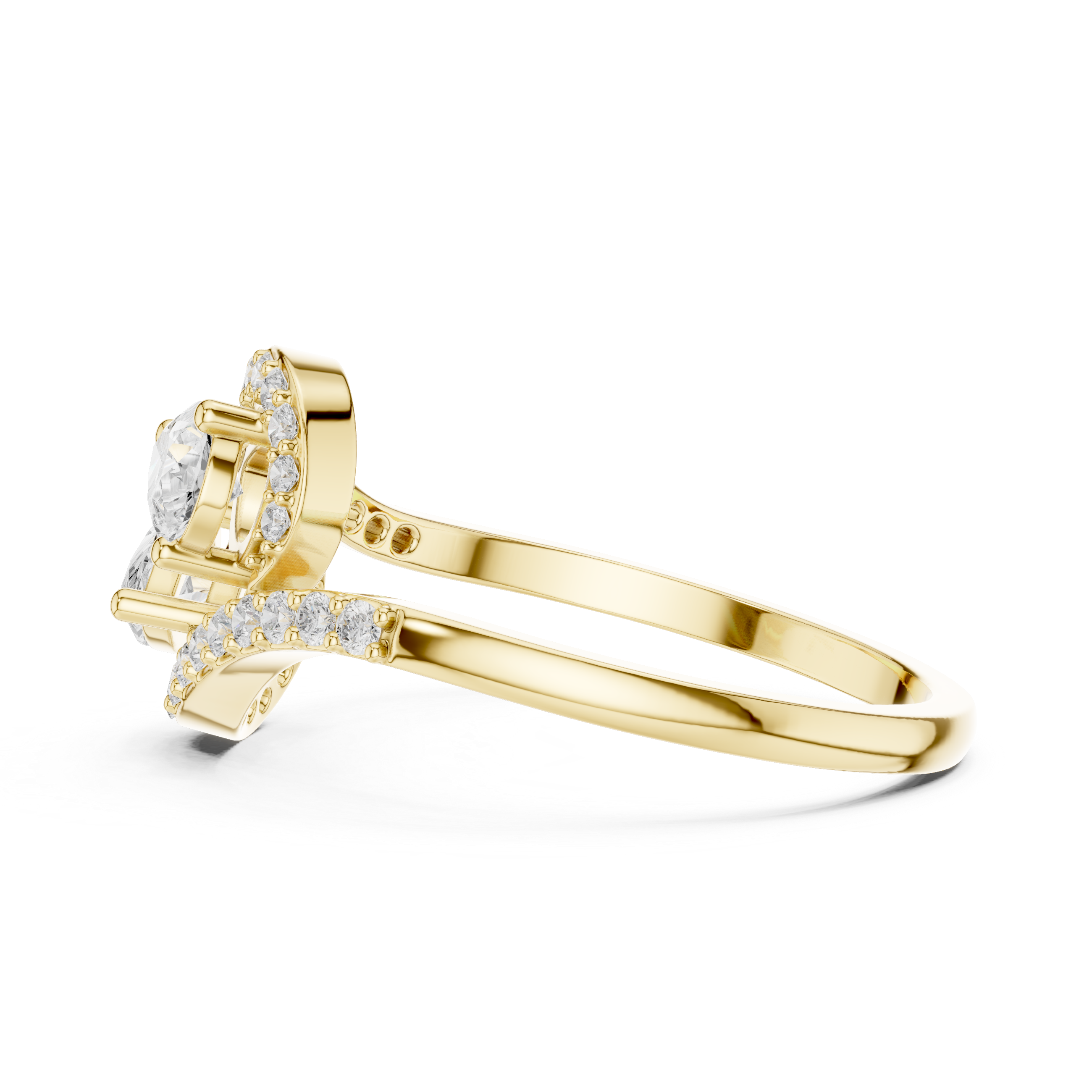 Gold Split Halo Pear Lab Grown Diamond Kavex Ring