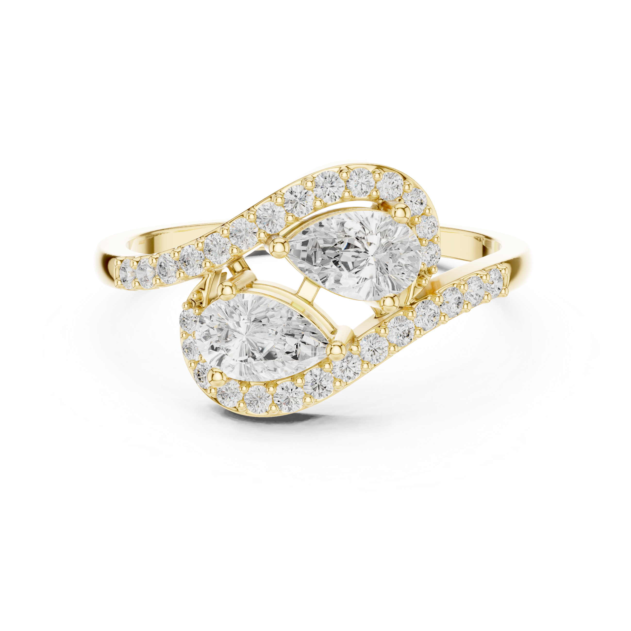 Gold Split Halo Pear Lab Grown Diamond Kavex Ring
