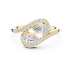 Gold Split Halo Pear Lab Grown Diamond Kavex Ring