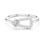 Gold Solitaire Pave Princess Lab Grown Diamond Petal Ring