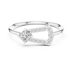 Gold Solitaire Pave Princess Lab Grown Diamond Petal Ring