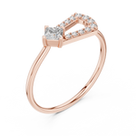 Gold Solitaire Pave Princess Lab Grown Diamond Petal Ring