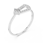 Gold Solitaire Pave Princess Lab Grown Diamond Petal Ring