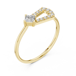 Gold Solitaire Pave Princess Lab Grown Diamond Petal Ring