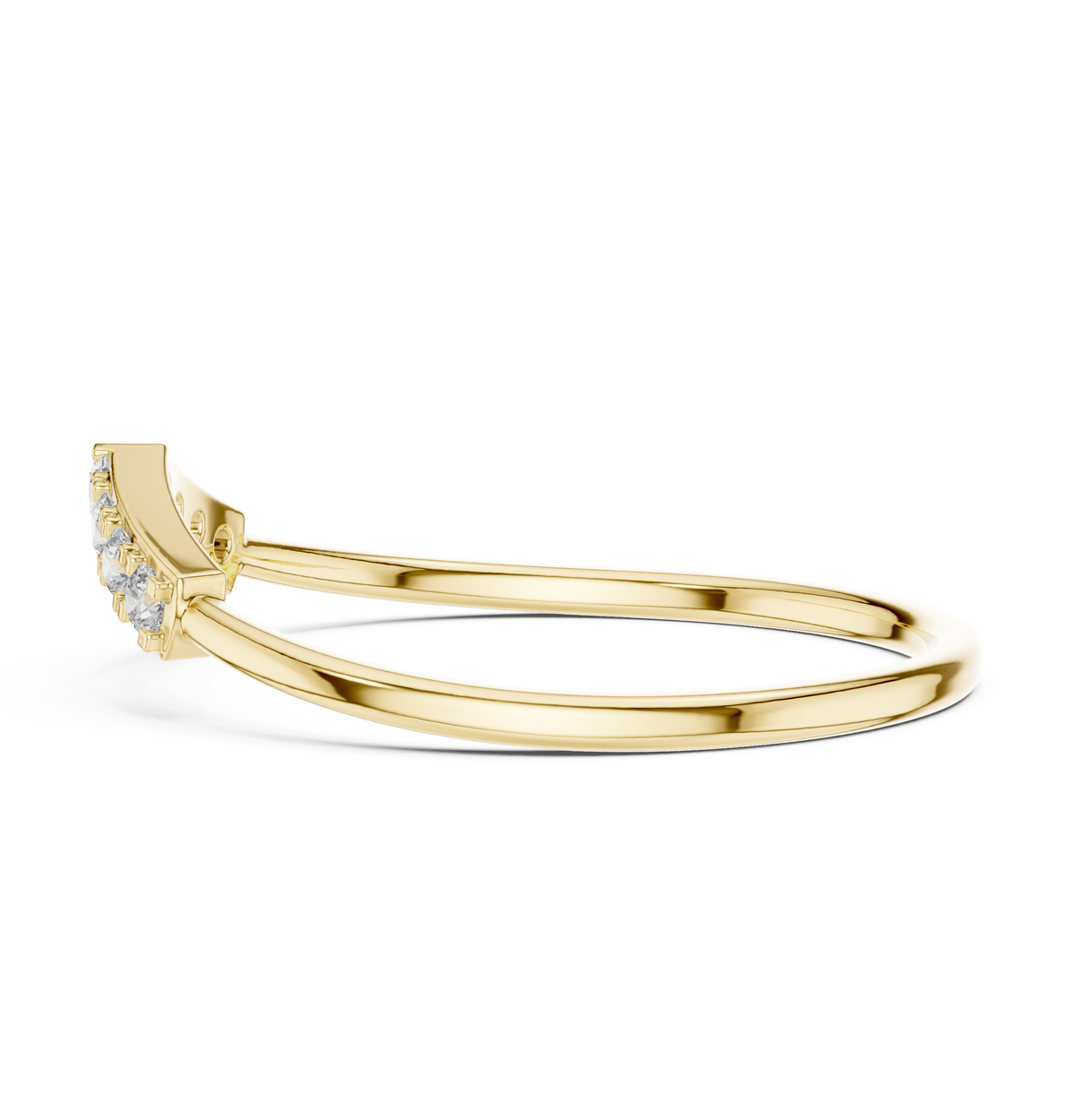 Gold Pointed Pave Accent Setting Round Lab Grown Diamond Orelia Ring