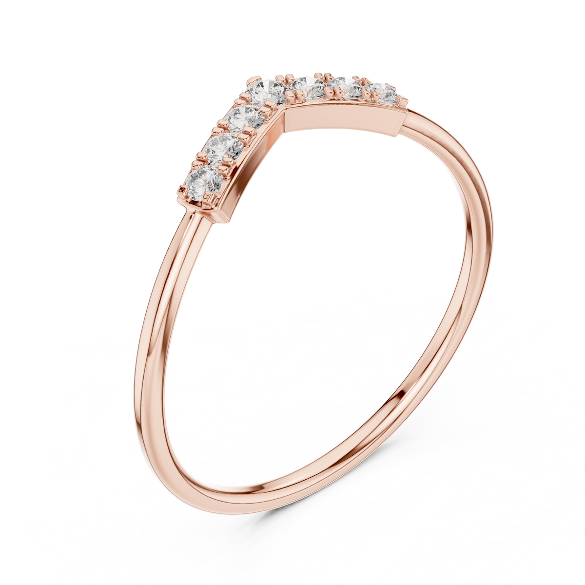 Gold Pointed Pave Accent Setting Round Lab Grown Diamond Orelia Ring