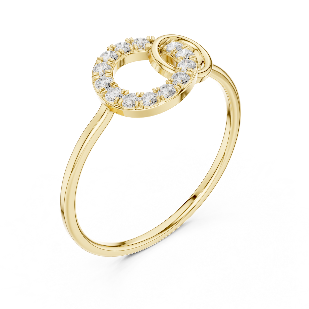 Gold Loop Ring Round Lab Grown Diamond Kalyx Ring