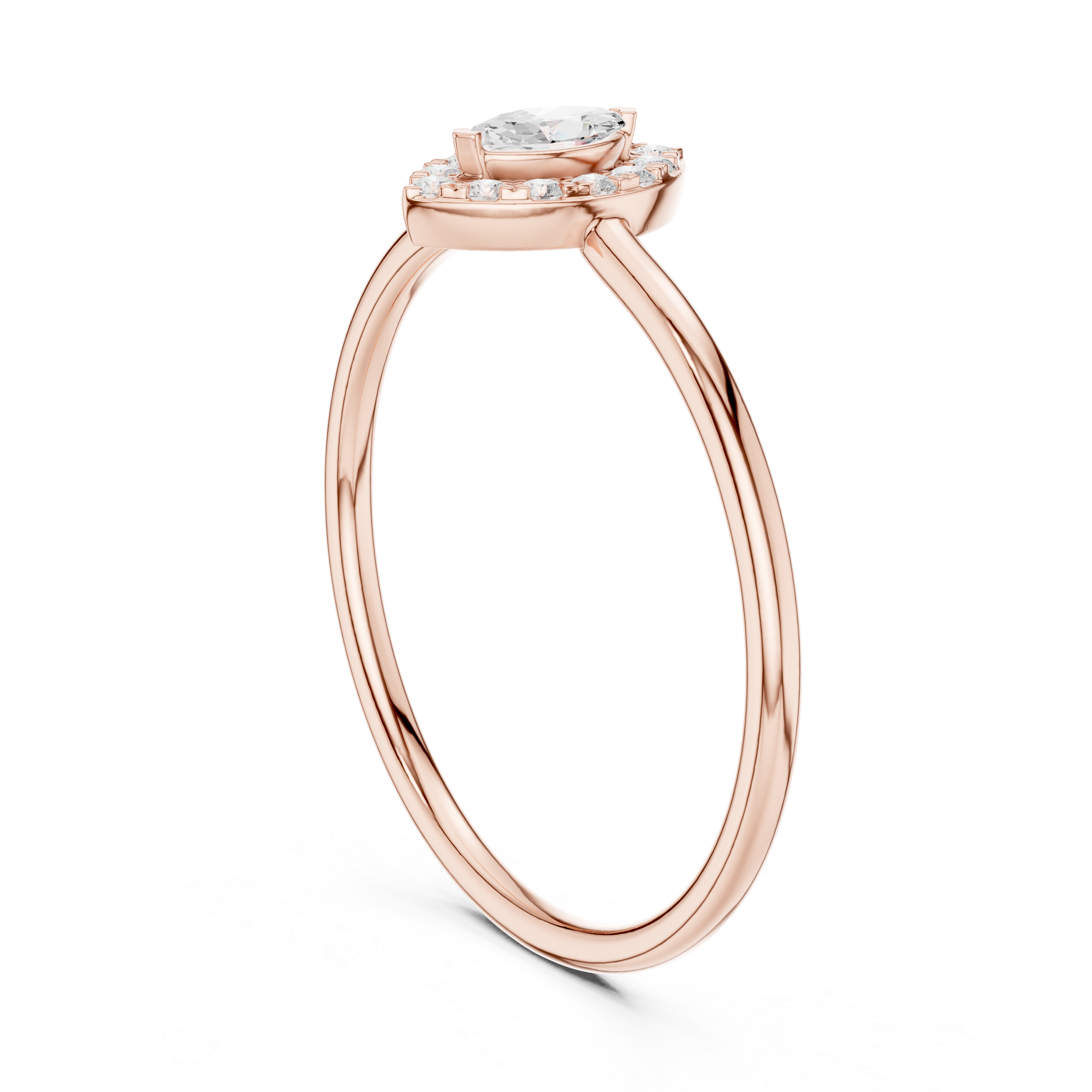 Gold Halo Setting Marquise Lab Grown Diamond Elvra Ring