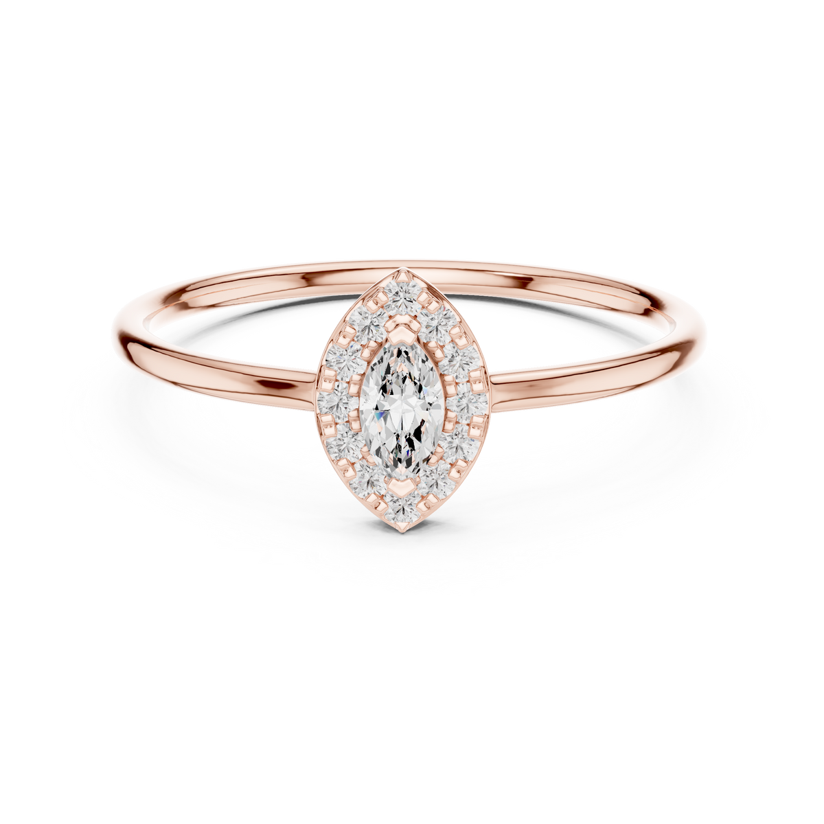 Gold Halo Setting Marquise Lab Grown Diamond Elvra Ring
