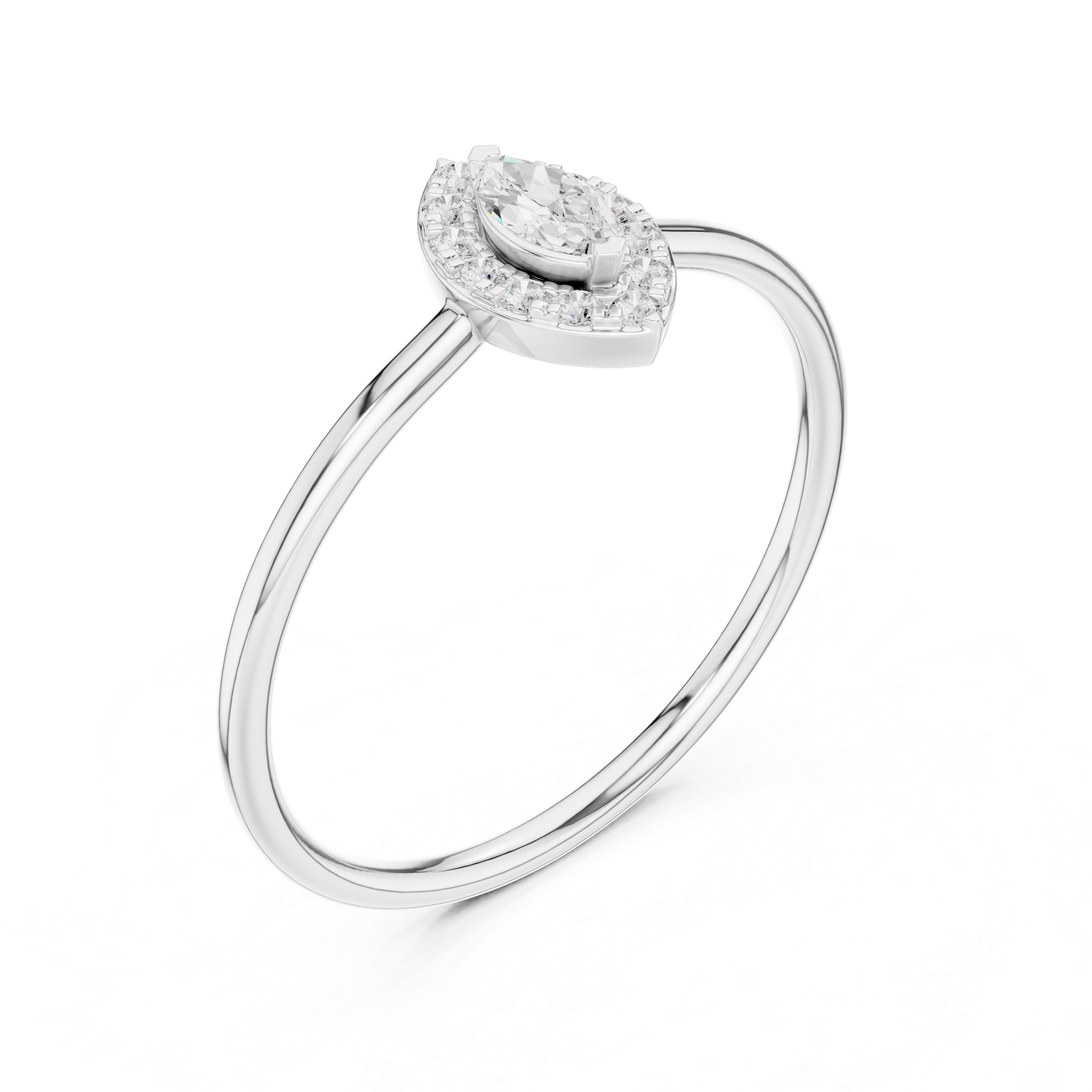 Gold Halo Setting Marquise Lab Grown Diamond Elvra Ring