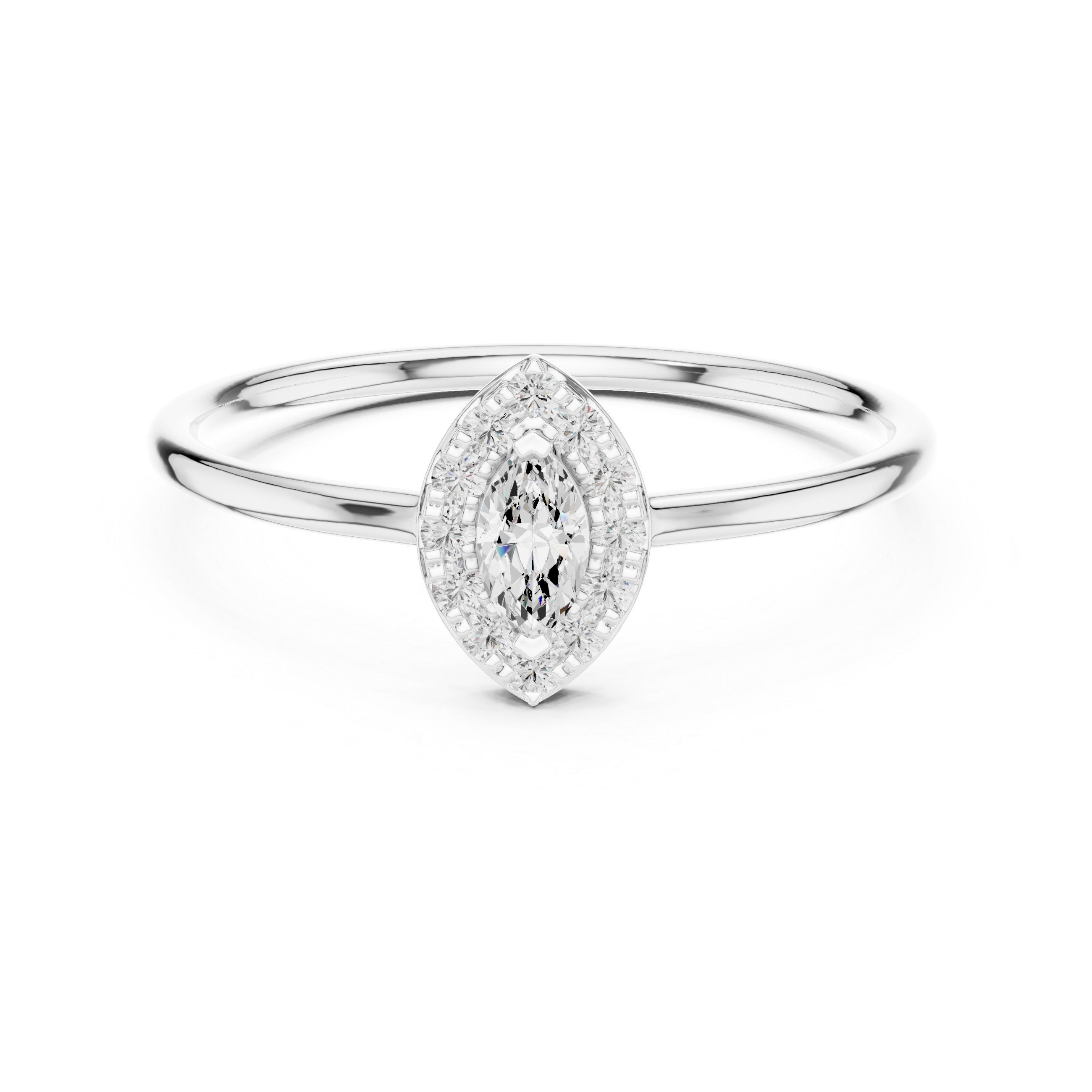 Gold Halo Setting Marquise Lab Grown Diamond Elvra Ring