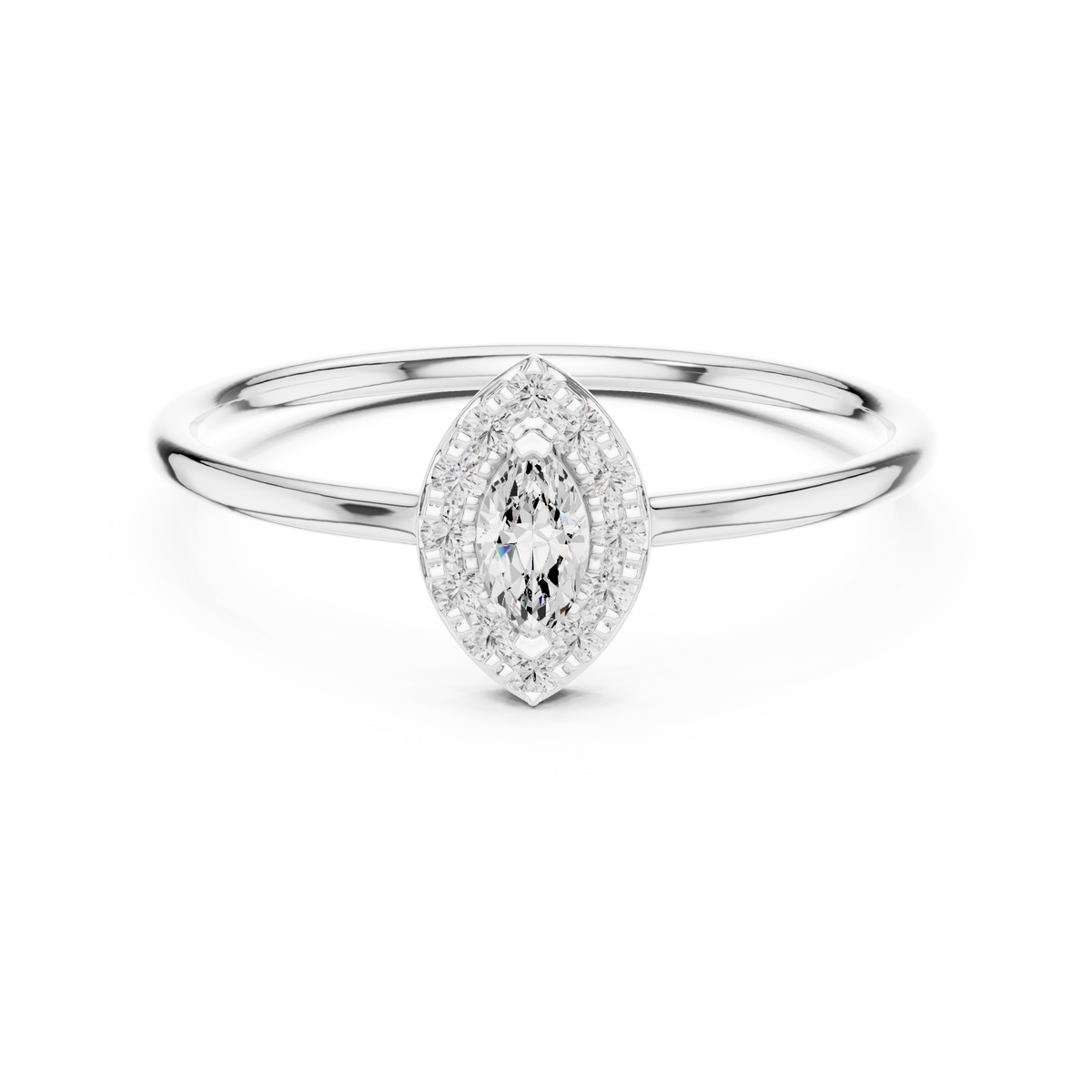 Gold Halo Setting Marquise Lab Grown Diamond Elvra Ring