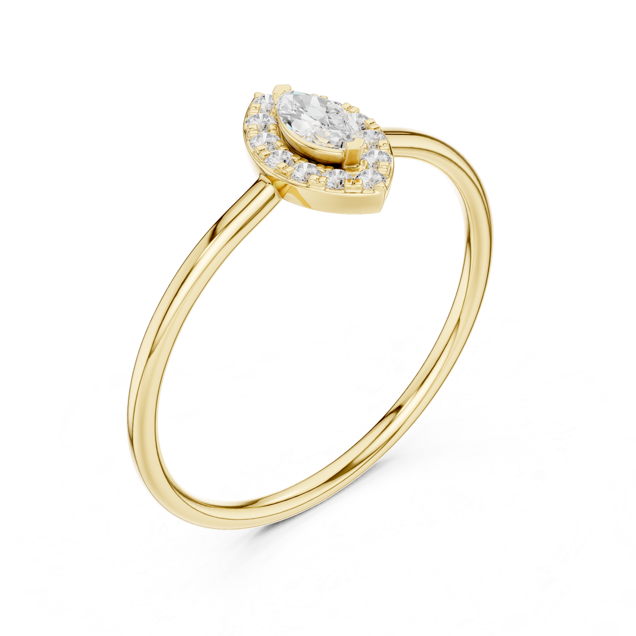 Gold Halo Setting Marquise Lab Grown Diamond Elvra Ring