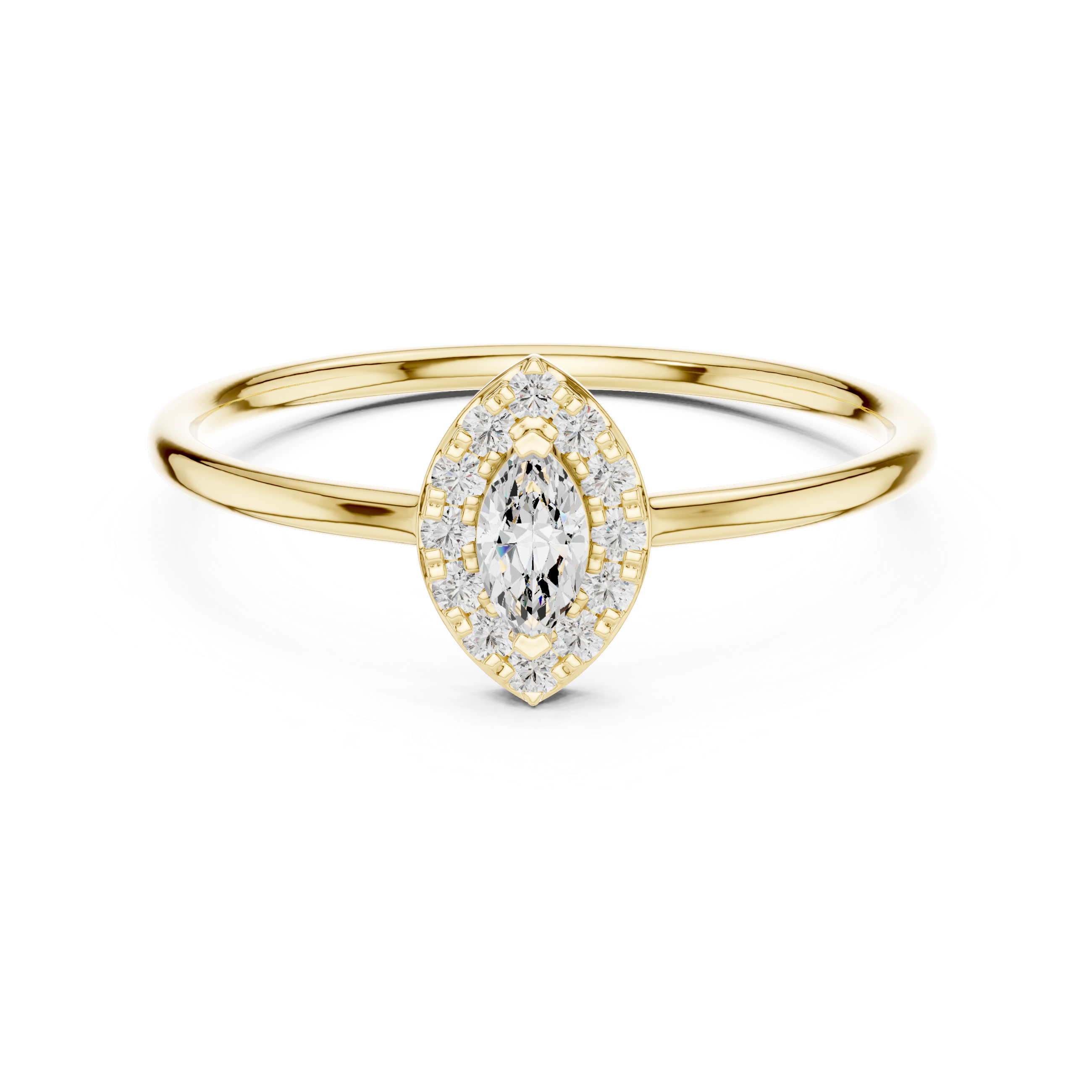 Gold Halo Setting Marquise Lab Grown Diamond Elvra Ring
