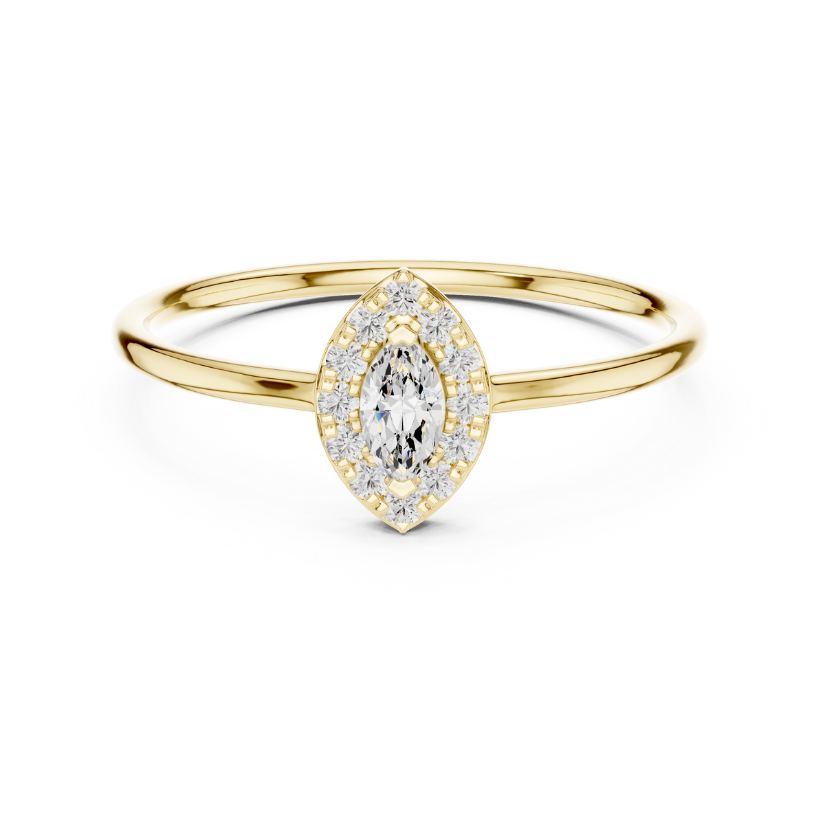 Gold Halo Setting Marquise Lab Grown Diamond Elvra Ring
