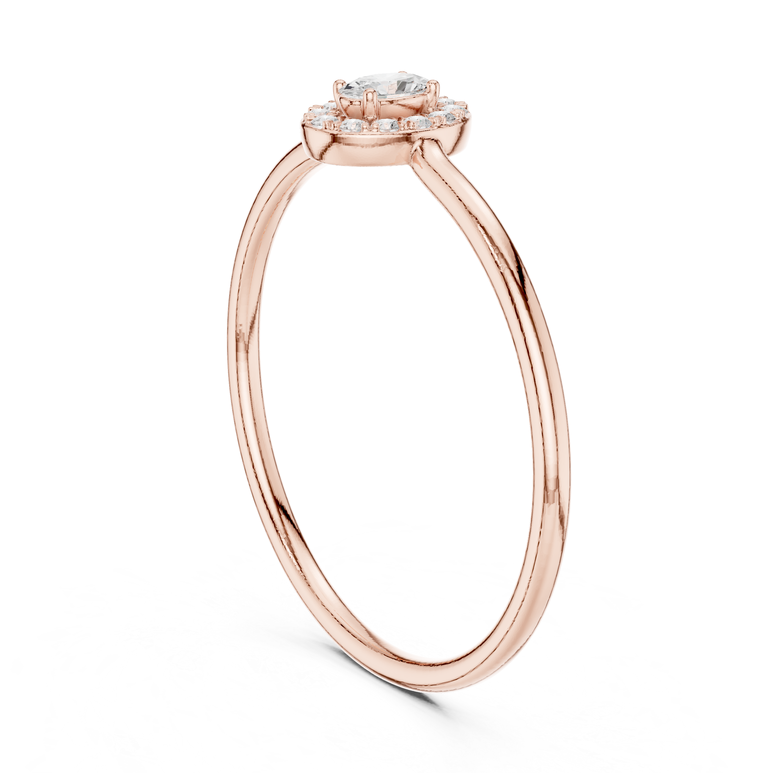 Gold Halo Settimg Oval Lab Grown Diamond Alyne Ring