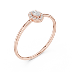 Gold Halo Settimg Oval Lab Grown Diamond Alyne Ring