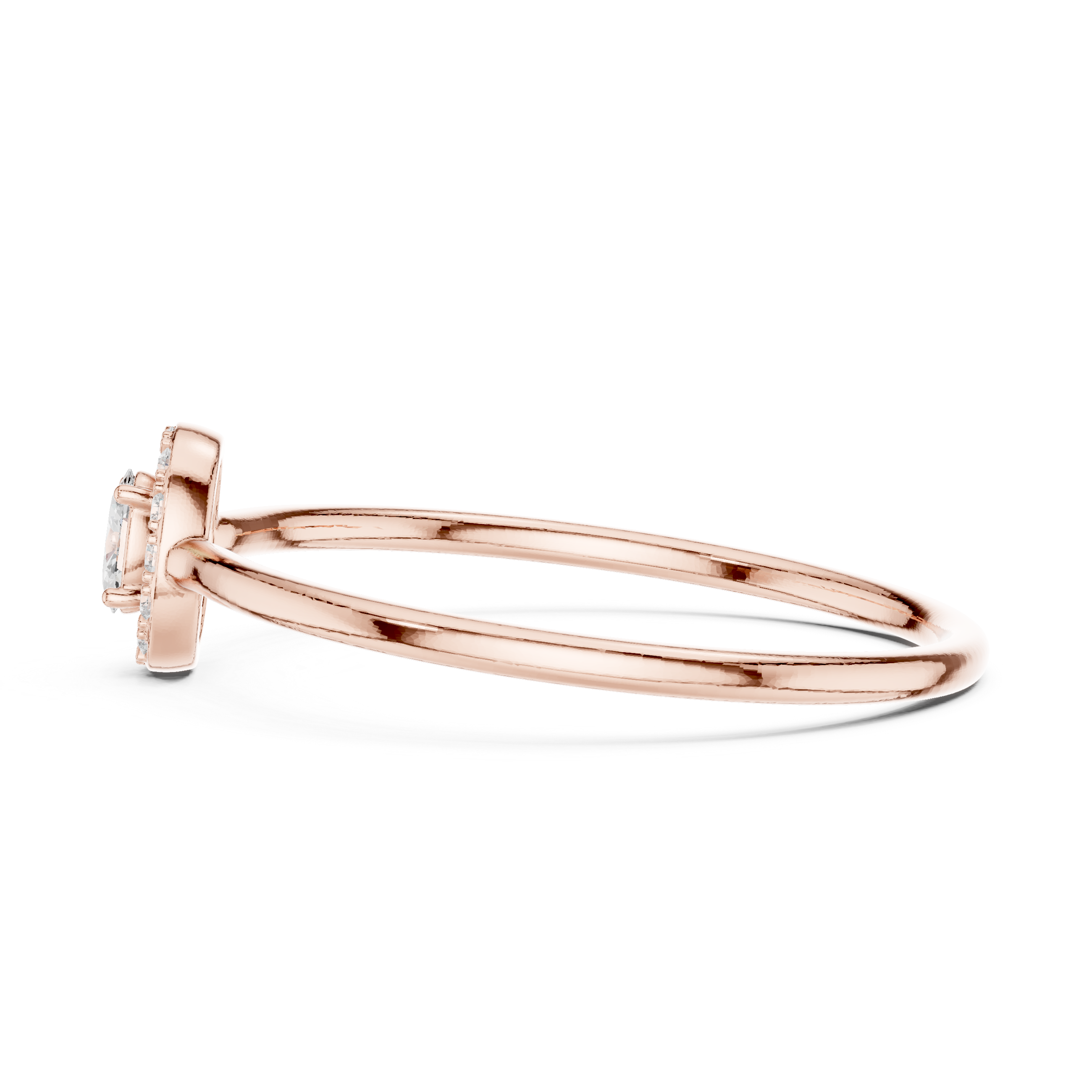 Gold Halo Settimg Oval Lab Grown Diamond Alyne Ring