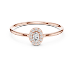 Gold Halo Settimg Oval Lab Grown Diamond Alyne Ring