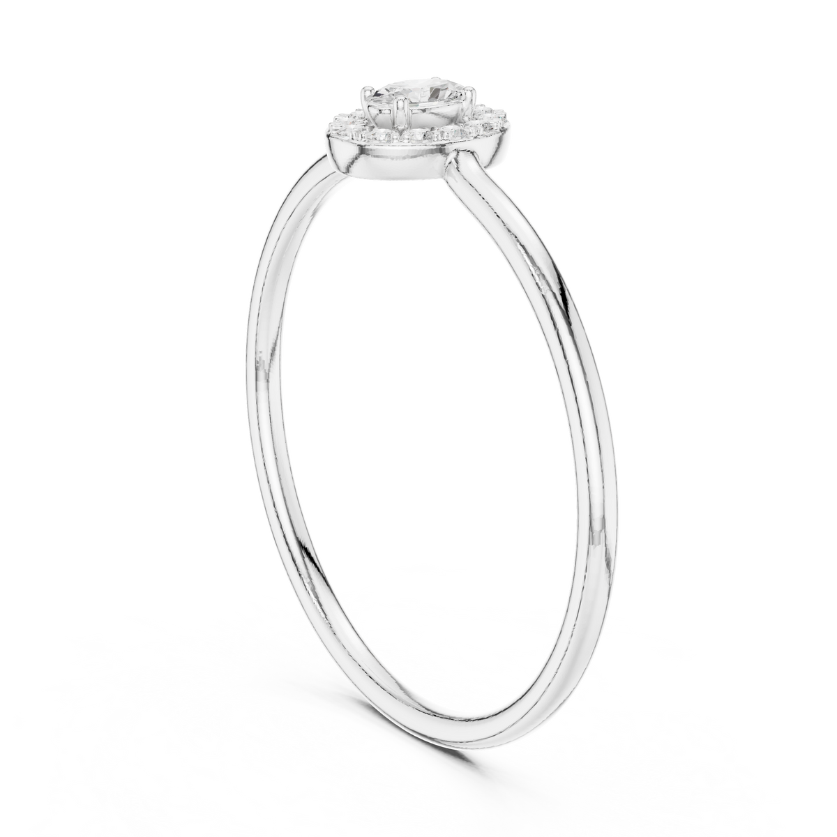 Gold Halo Settimg Oval Lab Grown Diamond Alyne Ring