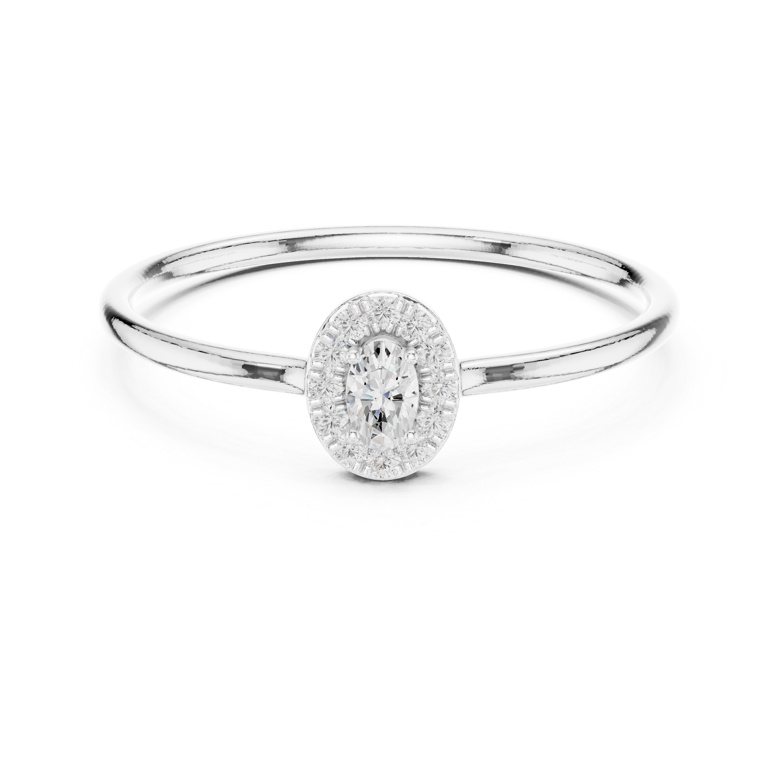 Gold Halo Settimg Oval Lab Grown Diamond Alyne Ring