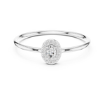 Gold Halo Settimg Oval Lab Grown Diamond Alyne Ring