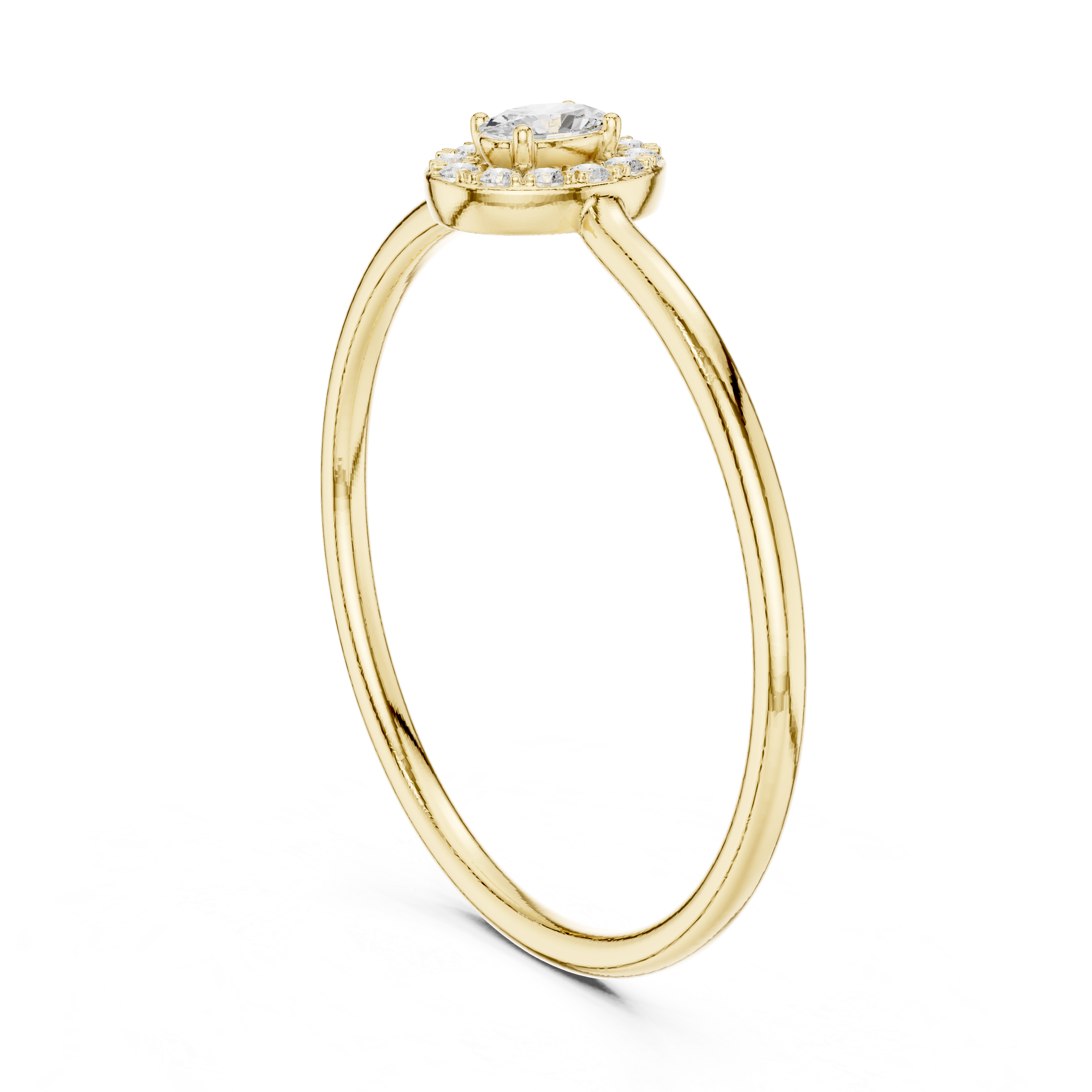 Gold Halo Settimg Oval Lab Grown Diamond Alyne Ring