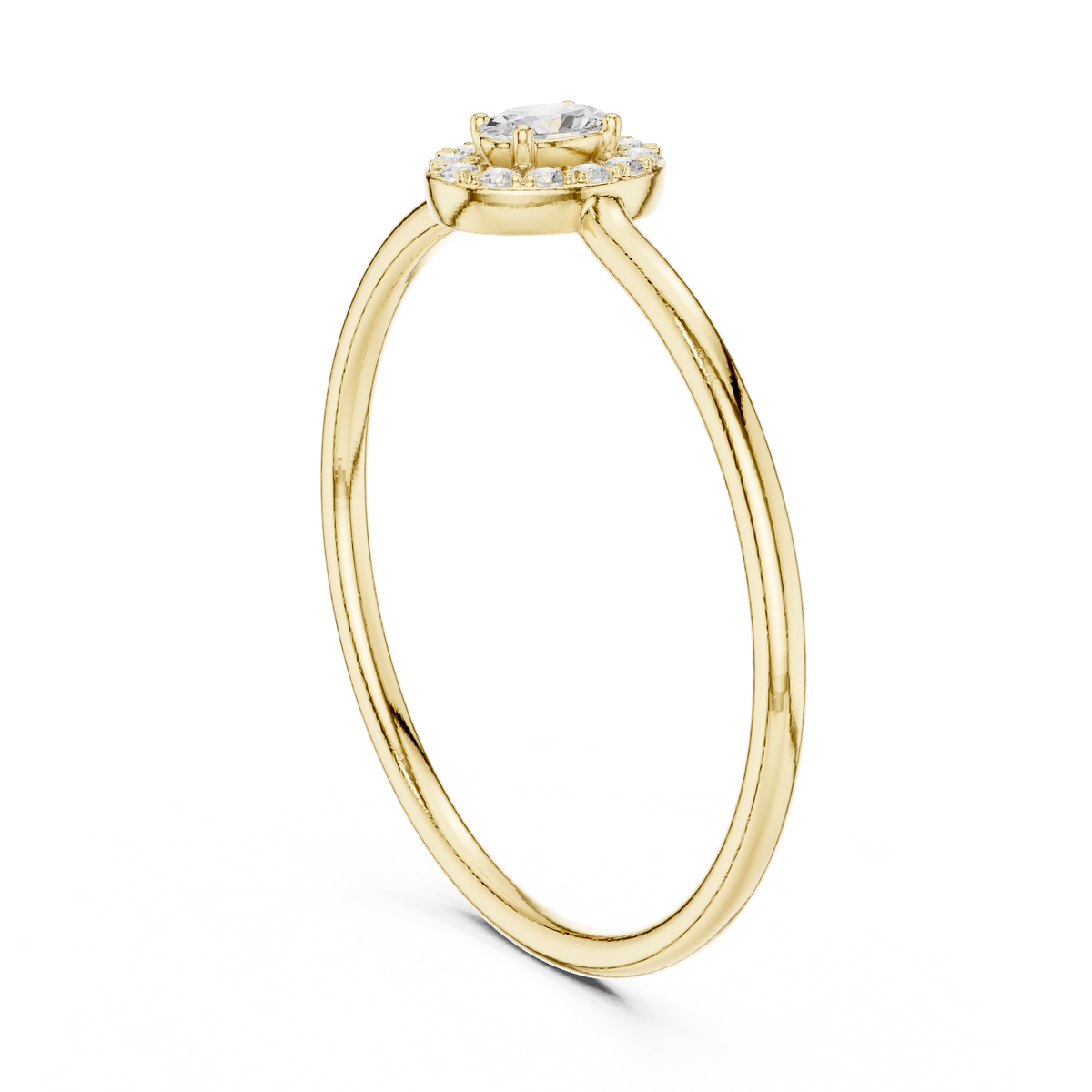 Gold Halo Settimg Oval Lab Grown Diamond Alyne Ring