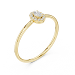 Gold Halo Settimg Oval Lab Grown Diamond Alyne Ring