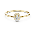 Gold Halo Settimg Oval Lab Grown Diamond Alyne Ring