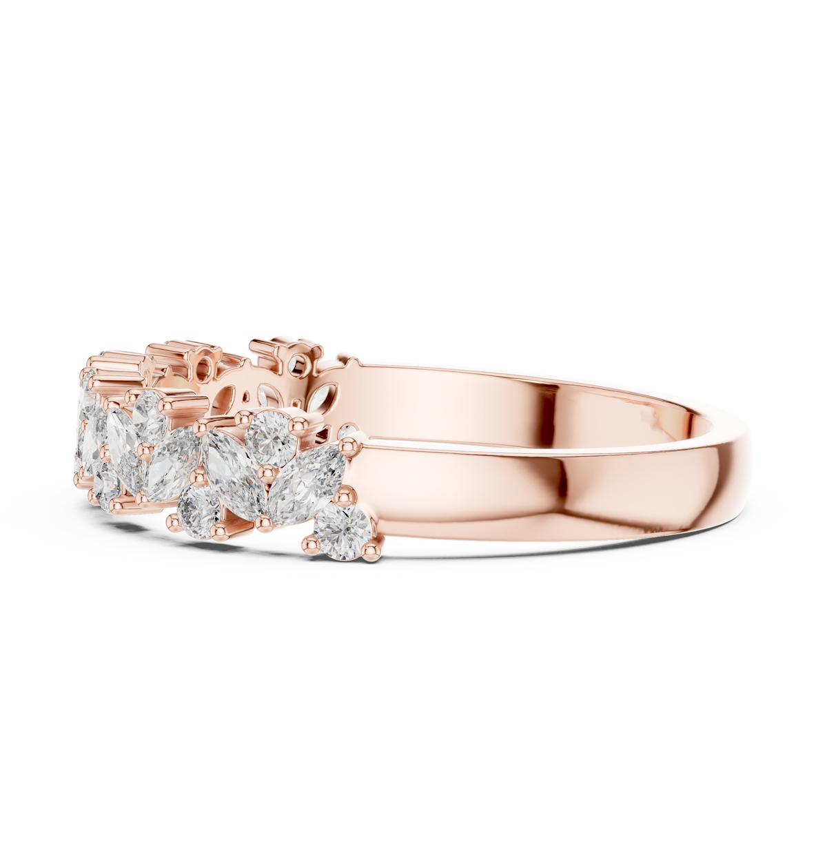 Gold Marquise Channel Half Band Lab Grown Diamond Zalyn Ring