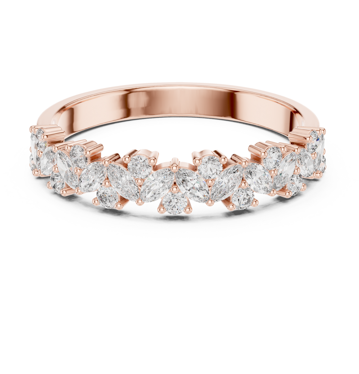 Gold Marquise Channel Half Band Lab Grown Diamond Zalyn Ring