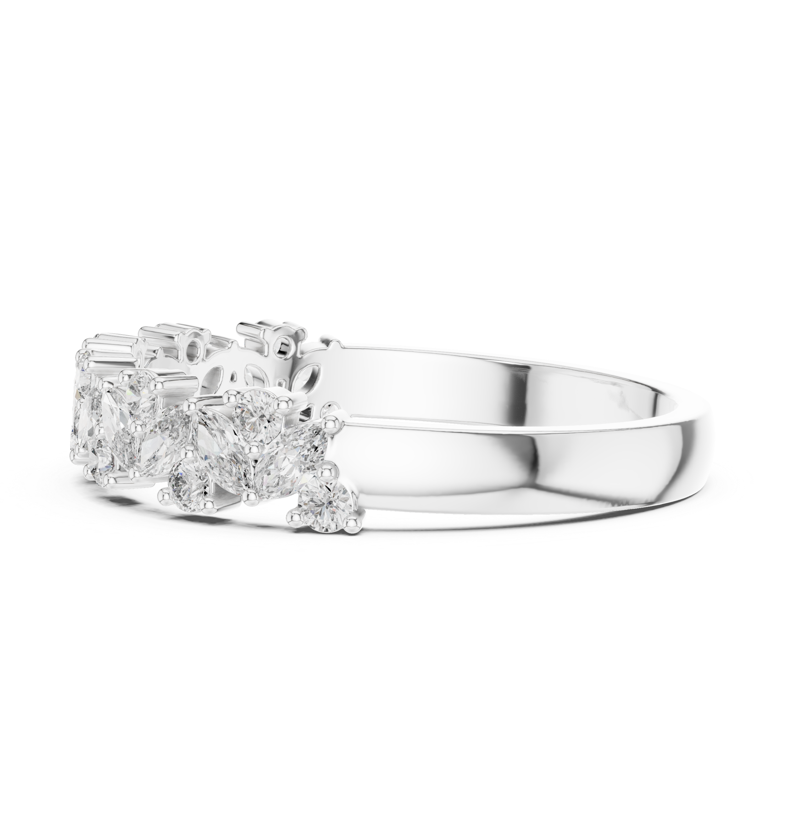 Gold Marquise Channel Half Band Lab Grown Diamond Zalyn Ring