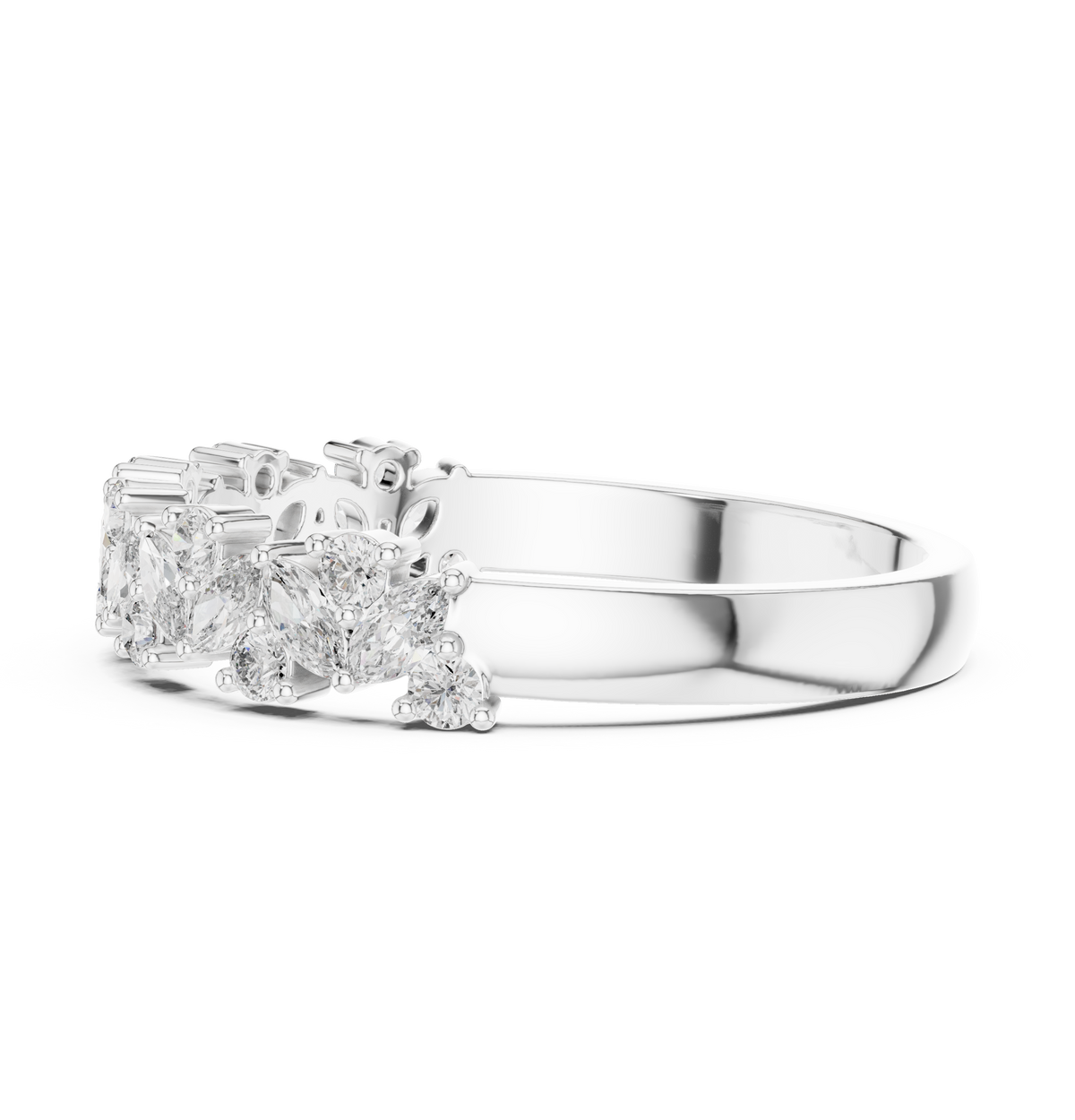 Gold Marquise Channel Half Band Lab Grown Diamond Zalyn Ring