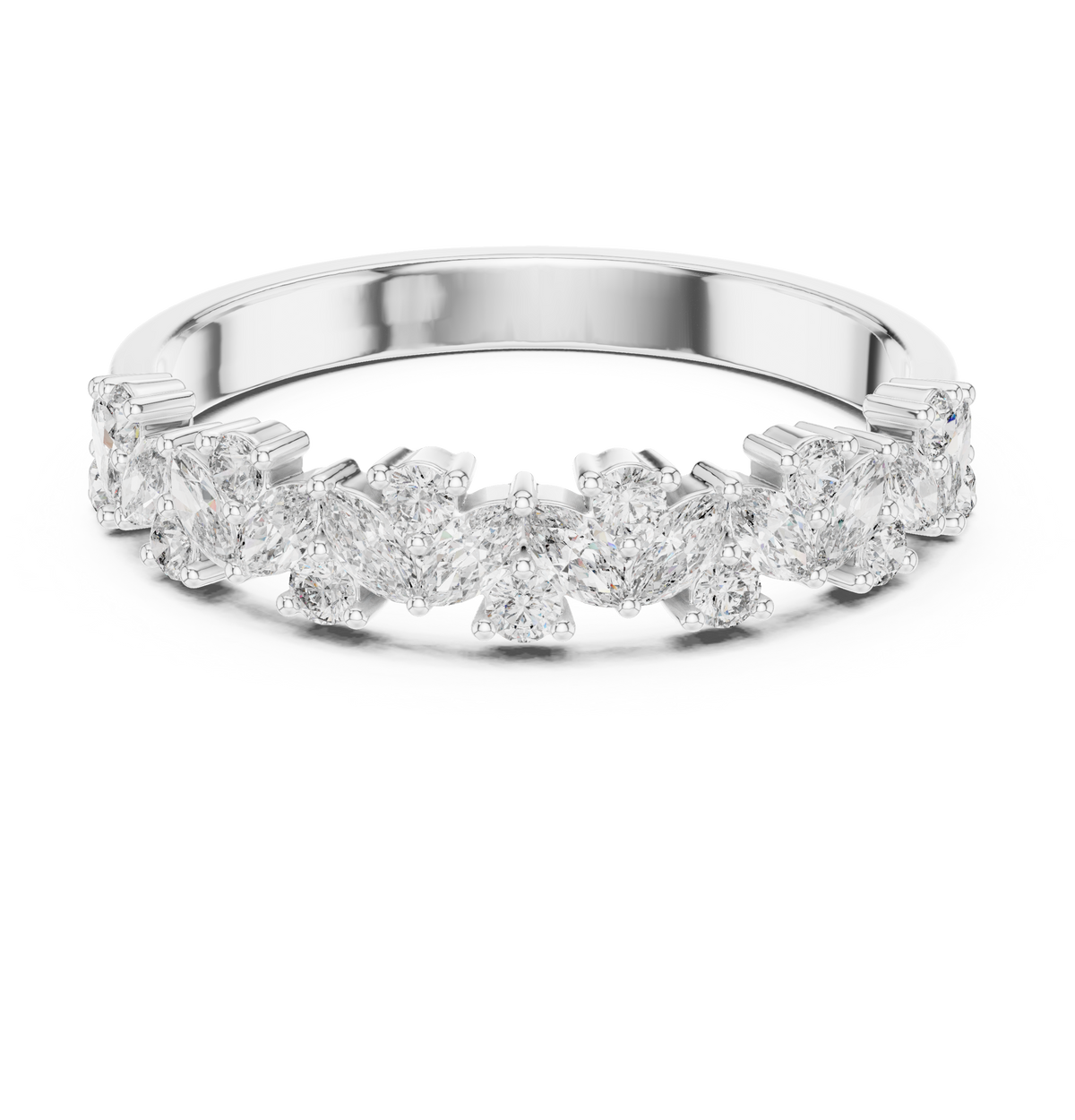Gold Marquise Channel Half Band Lab Grown Diamond Zalyn Ring