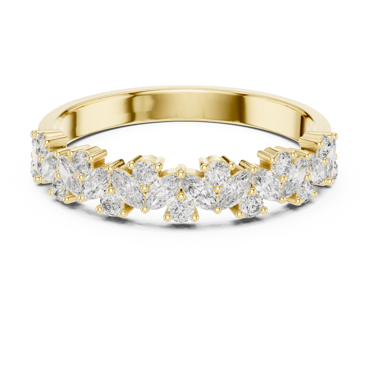 Gold Marquise Channel Half Band Lab Grown Diamond Zalyn Ring