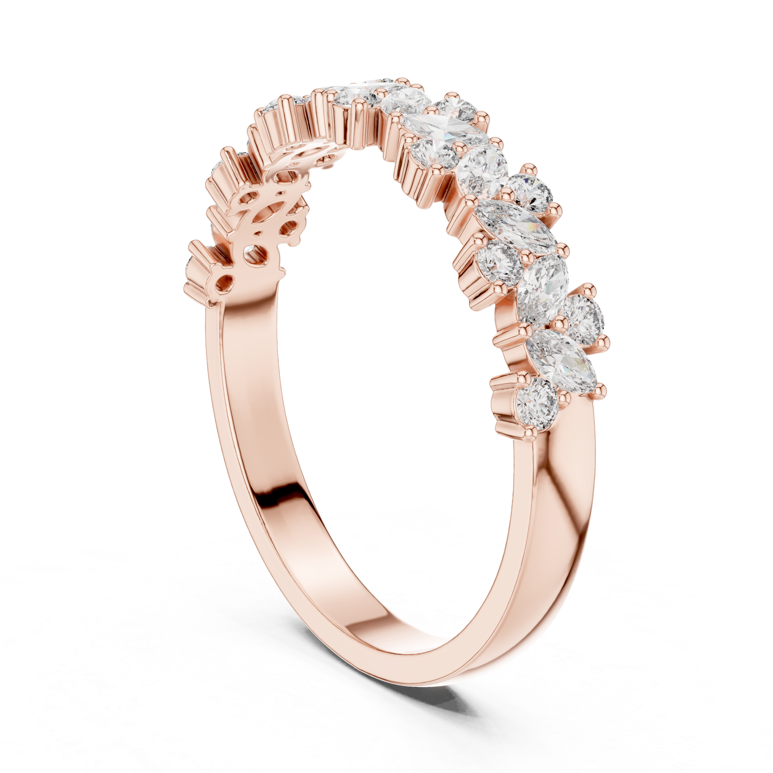Gold Marquise Channel Half Band Lab Grown Diamond Zalyn Ring