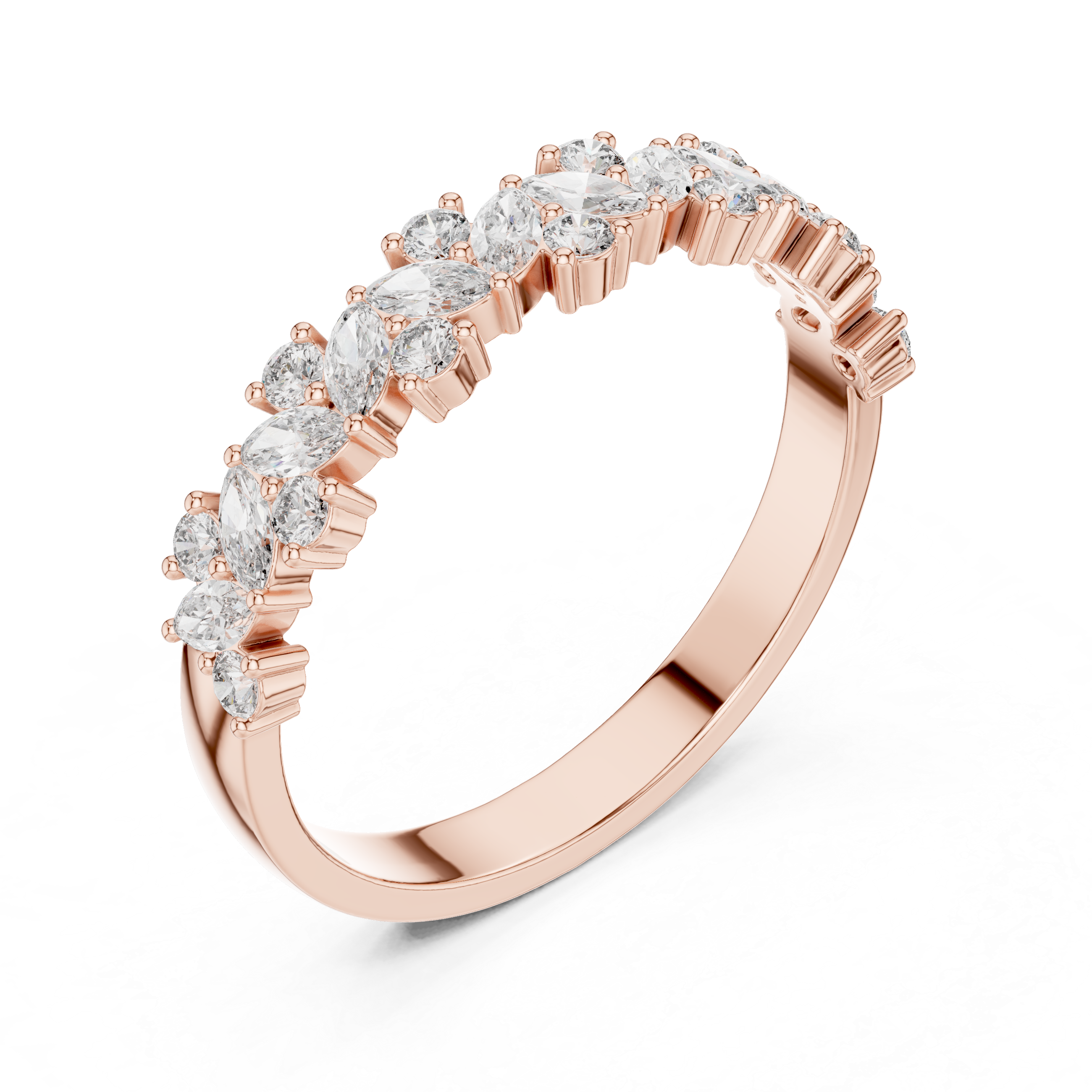 Gold Marquise Channel Half Band Lab Grown Diamond Zalyn Ring
