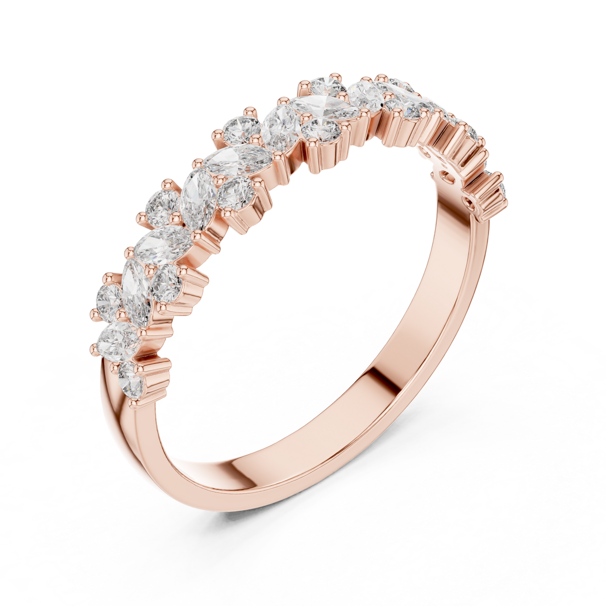 Gold Marquise Channel Half Band Lab Grown Diamond Zalyn Ring