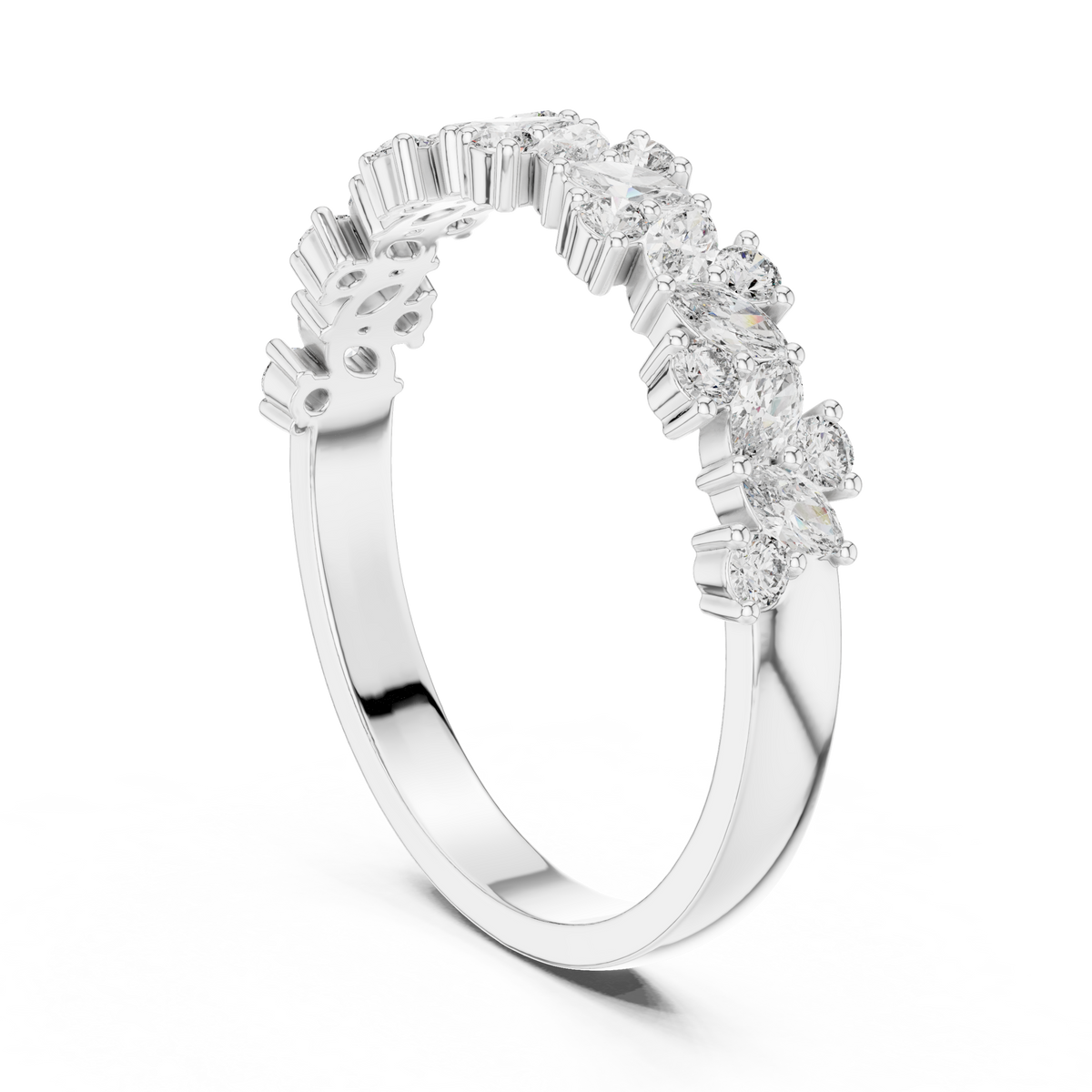 Gold Marquise Channel Half Band Lab Grown Diamond Zalyn Ring
