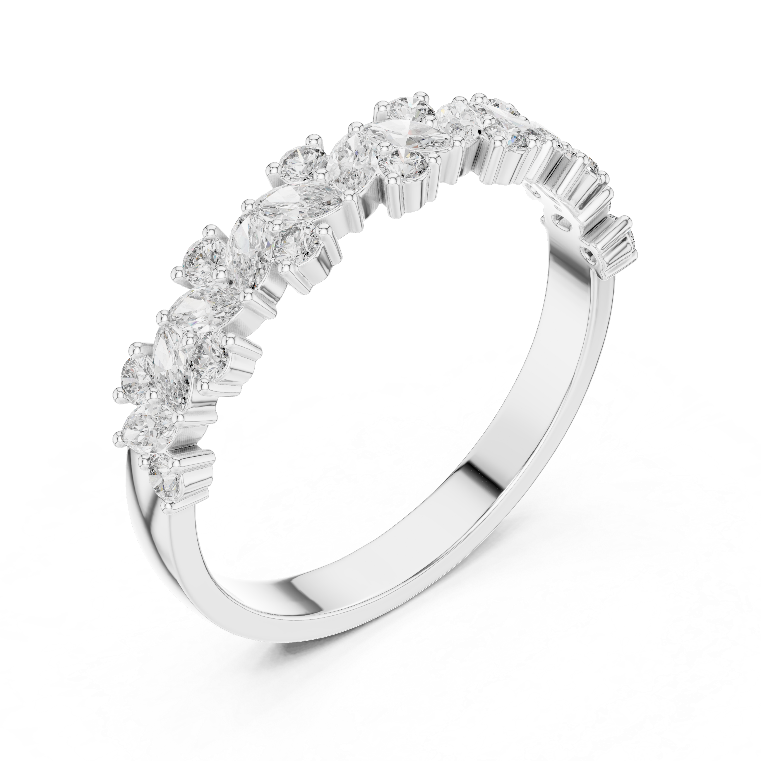 Gold Marquise Channel Half Band Lab Grown Diamond Zalyn Ring
